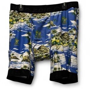 ZOIC 3XL Padded Cycling Liner Shorts Blue Tropical Print Mountain Bike